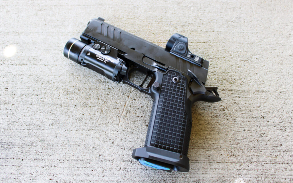 The Race City Defense Core, described as a sleek-looking pistol