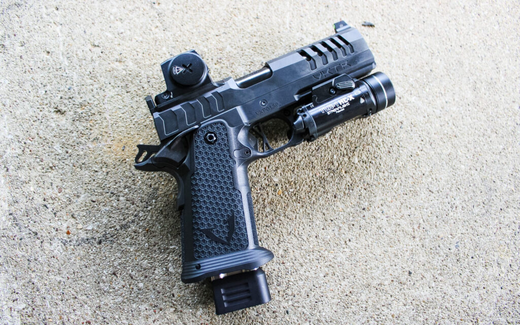 The VKTR VKP Pro on a concrete bench, highlighting its distinctive styling