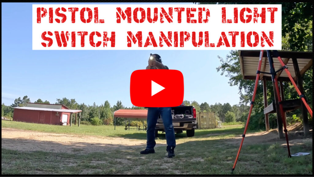 Rick Hogg of War HOGG Tactical demonstrating pistol mounted light switch manipulation on the range