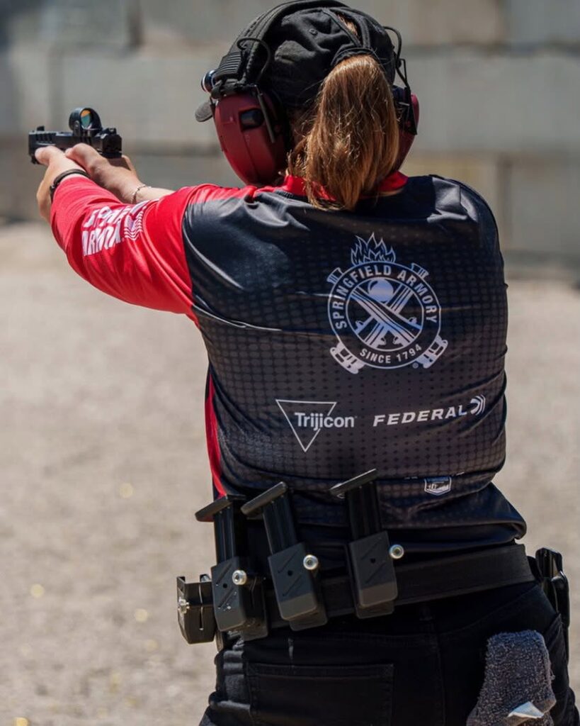 Julie Golob shooting Springfield Echelon 4.0FC at the 2026 CMP Bianchi Cup.