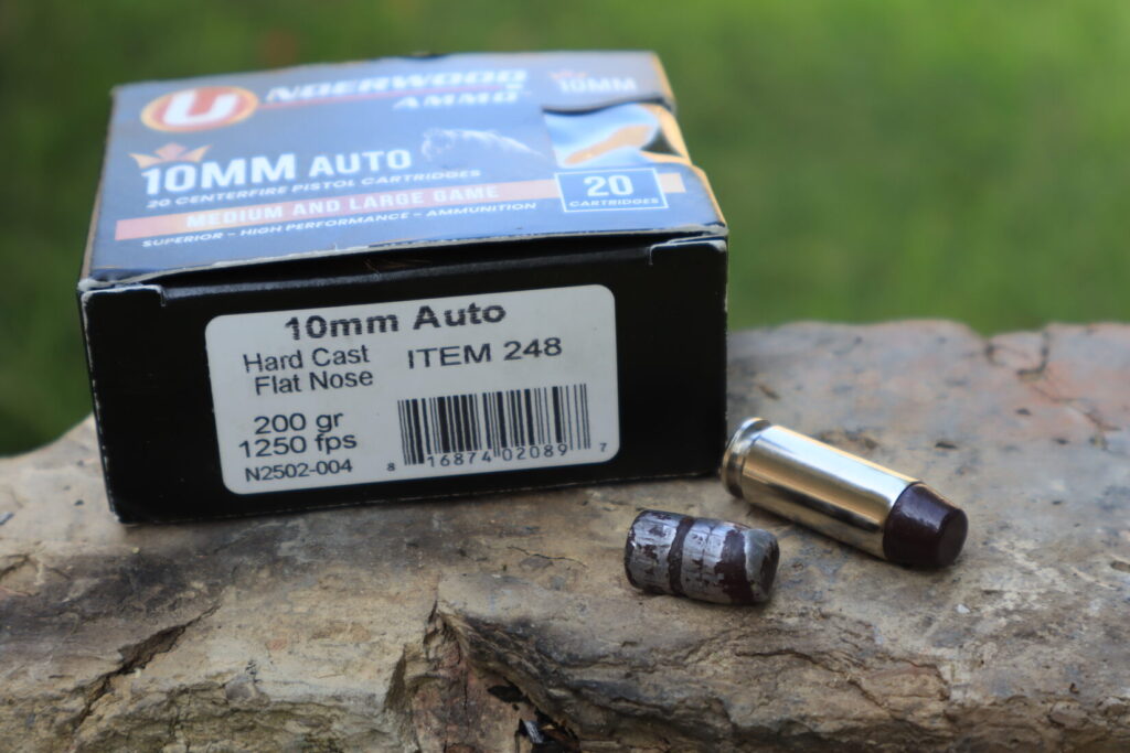 underwood 10mm auto ammunition box and bullet