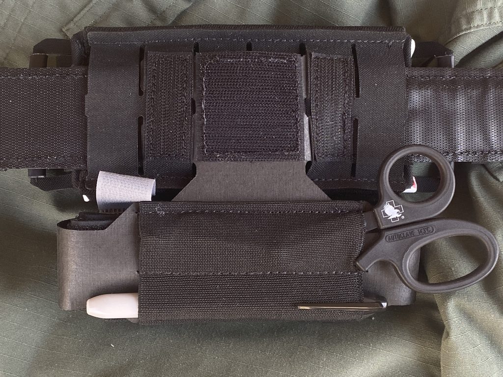 The ITRK mounted horizontally on the rear of a BASELINE MOLLE Belt using its belt pass-through
