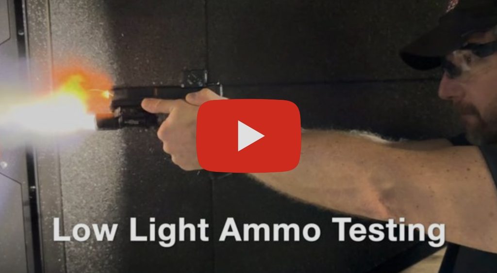 Rick Hogg conducting a low light ammo test at Grounds & Rounds indoor shooting range in Georgia"