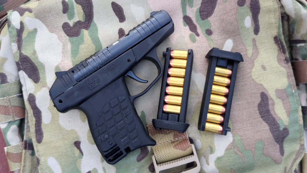 The KelTec PR-3AT and its two seven-round stripper clips.
