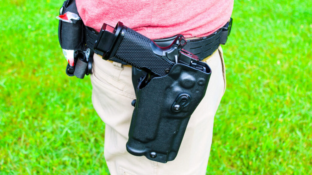 Miller Precision Ranger 9X in a Safariland 6354RDSO ALS holster with QLS 19 fork
