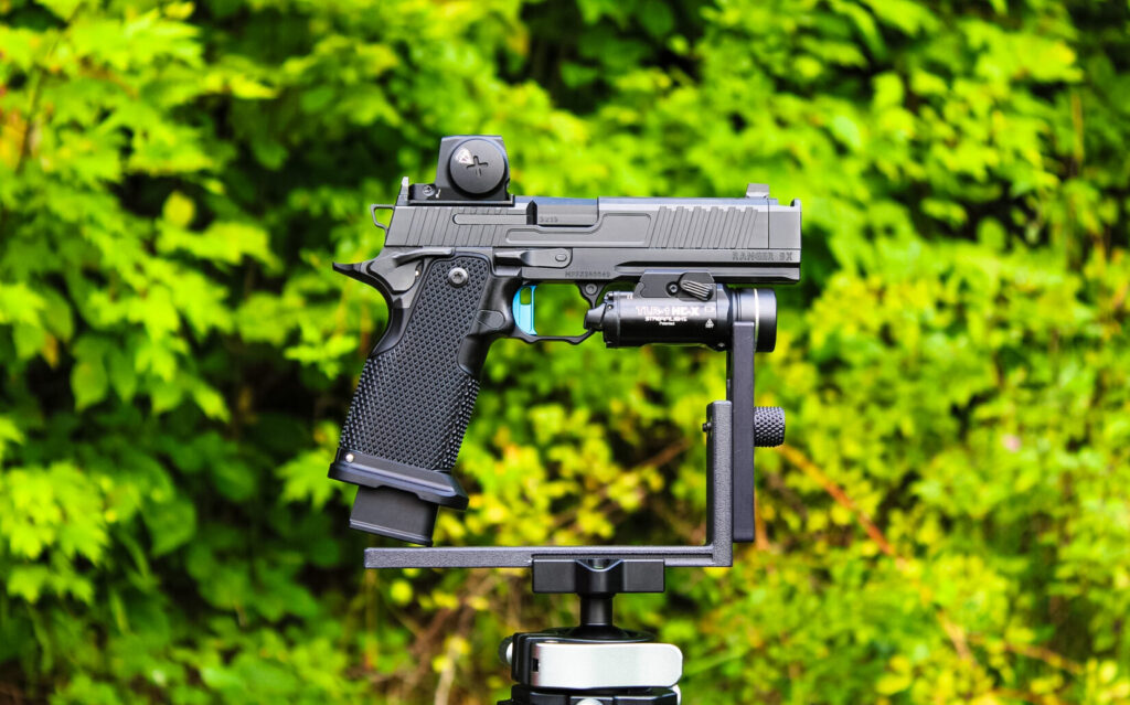 Miller Precision Ranger 9X pistol on a shooting rest