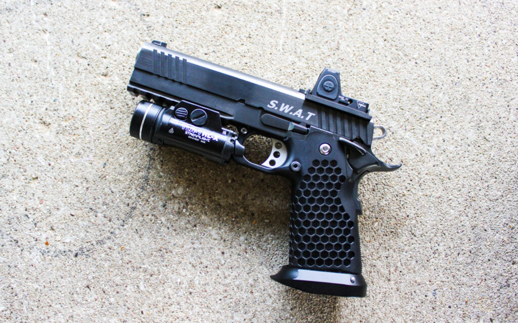 The STP S.W.A.T on a concrete bench.