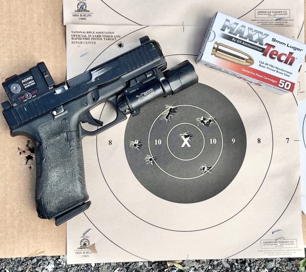 Department-issued Glock 17 Gen 5 pistol with an Aimpoint ACRO P-2 red dot and SureFire X300 weapon light