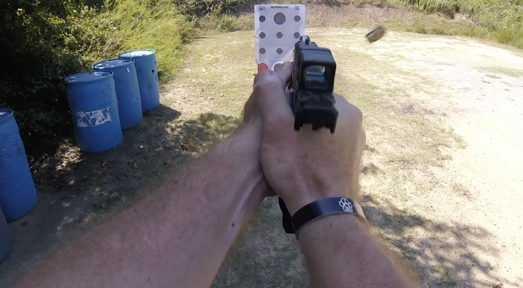 Pictured is Rick Hogg founder of War HOGG Tactical firing the Springfield Echelon during this month's War HOGG skill builder drill