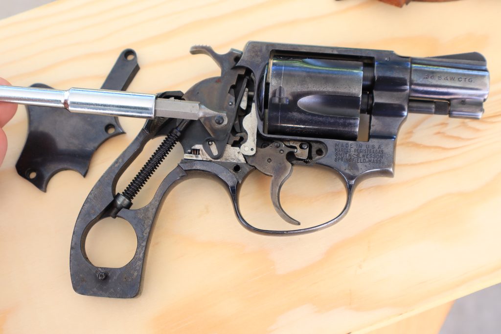 Hammer block safety inside the action of a Smith & Wesson J-Frame Chief's Special revolver
