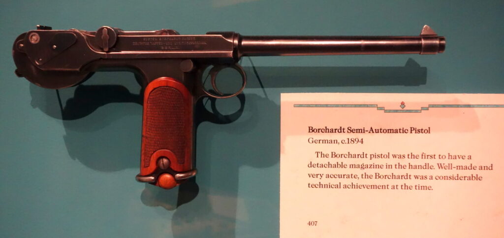 Borchardt c93 automatic pistol in the Glenbow Museum