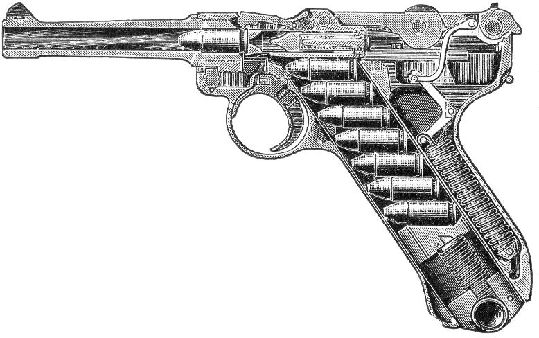 luger pistol cutaway diagram from rock island auction company